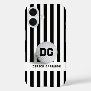 Golfspieler Schwarze Initialen iPhone 16 Hülle