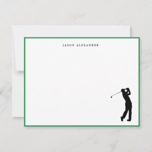 Golfspieler-Silhouette personalisierte grüne Umran Dankeskarte