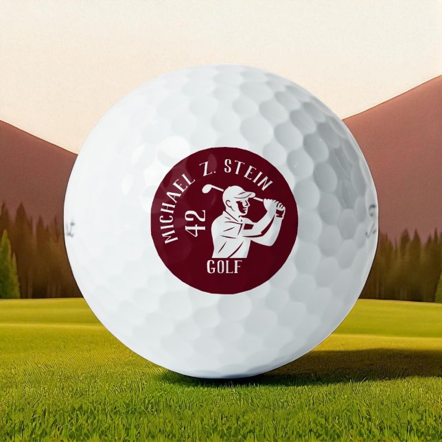 Golfspieler-Symbol, Name und Alter tiefrot Golfball (Von Creator hochgeladen)