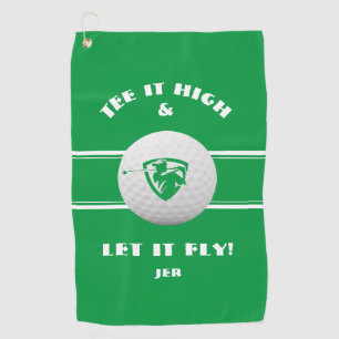 Golfspieler Tee es hoch Monogramm Grün Sportler Golfhandtuch