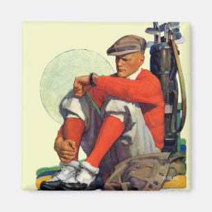 Golfspieler wartet magnet