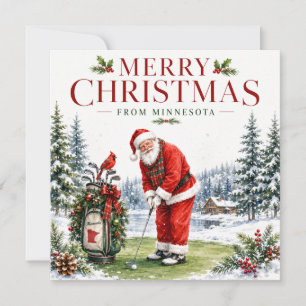 Golfspieler Weihnachtsmann spielt Golf in Minnesot Feiertagskarte