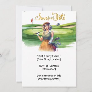 Golfspielerin golfend auf Grün Einladung