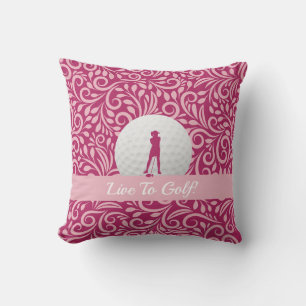 Golfspielerin Silhouette Rosa Live To Golf Custom Kissen