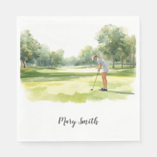 Golfspielerin spielt Golf auf dem Golfplatz Serviette
