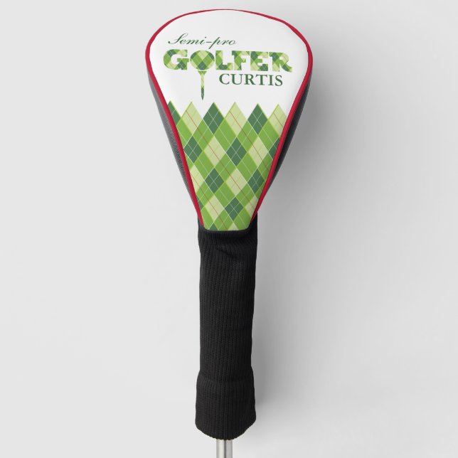 Golfstatus Grün Golfer Raute personalisierte Abdec Golf Headcover (Vorderseite)