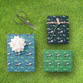 Golftag mit Bier und Hot Dog Muster Geschenkpapier Set