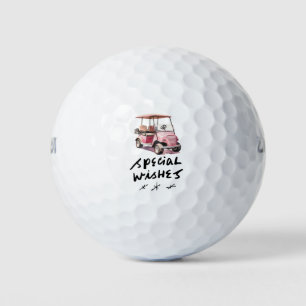 Golftag mit rosa Karren für Golfer Golfball