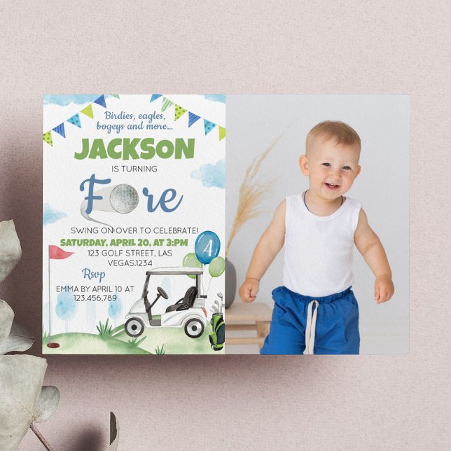 Golfthema 4. Geburtstag Party Einladung (Von Creator hochgeladen)