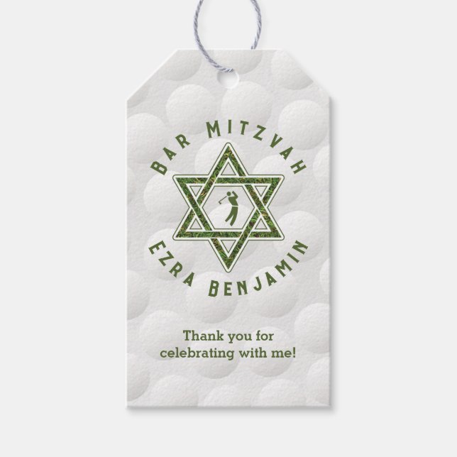 Golfthema Golf Bar Mitzvah Geschenkanhänger (Vorderseite)