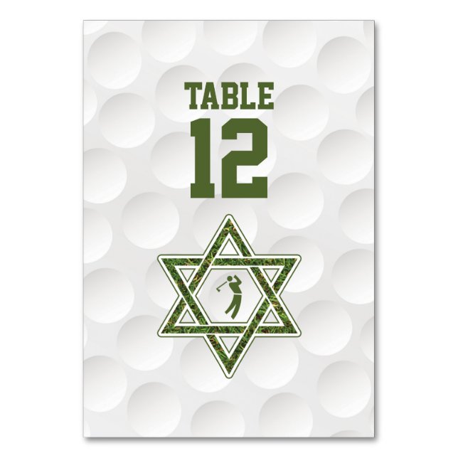Golfthema Golf Bar Mitzvah Tischnummer (Vorderseite)