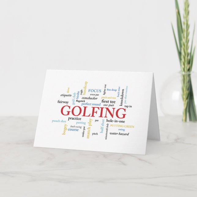 Golftrainer Geburtstag in Worten Karte (Vorderseite)