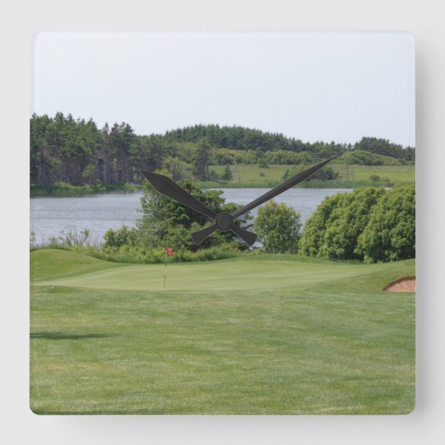 Golftuhr Quadratische Wanduhr (Vorderseite)