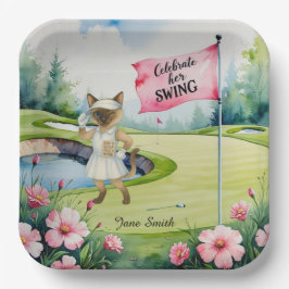 Golfturnier der Frau für die siamesische Katze Gol Pappteller