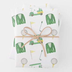 Golfturnier in Aquarellgrün und Gelb Geschenkpapier Set