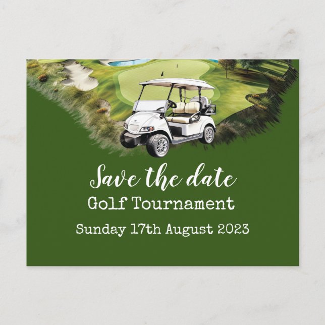Golfturnier Save the Date Ankündigungspostkarte (Vorderseite)