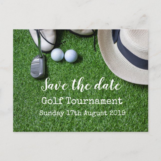 Golfturnier Save the Date Ankündigungspostkarte (Vorderseite)