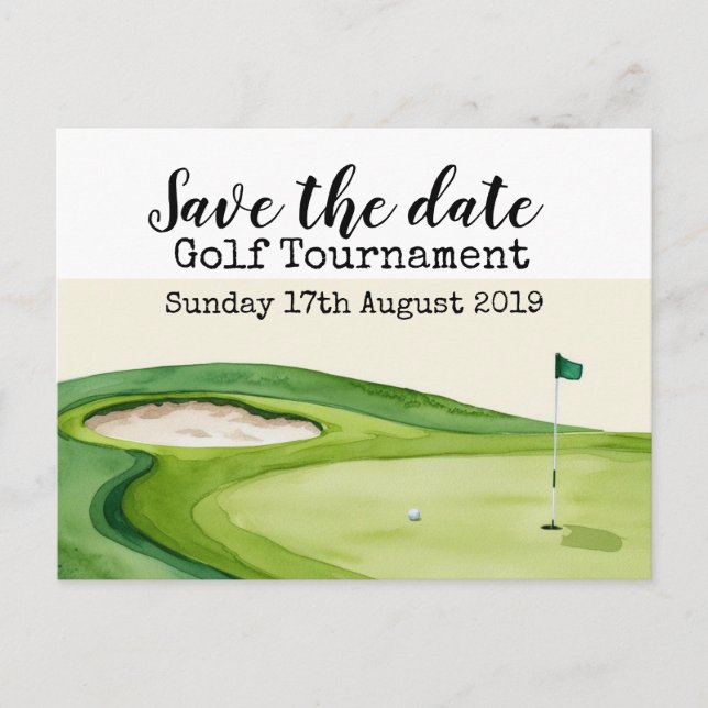 Golfturnier Save the Date Ankündigungspostkarte (Vorderseite)