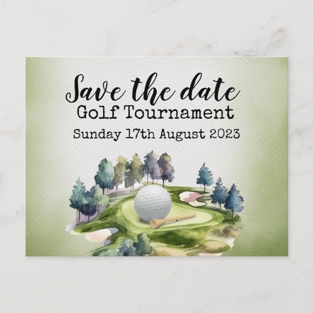 Golfturnier Save the Date Ankündigungspostkarte (Vorderseite)