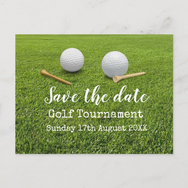 Golfturnier Save the Date auf Grün Ankündigungspostkarte (Vorderseite)