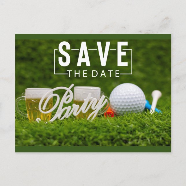 Golfturnier Save the Date auf Grün Ankündigungspostkarte (Vorderseite)