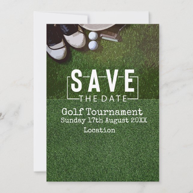 Golfturnier Save the Date auf Grün Einladung (Vorderseite)