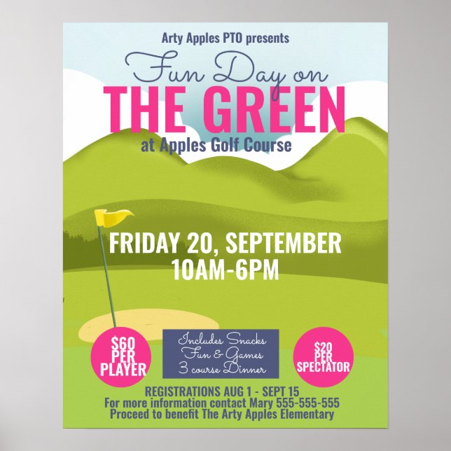 Golfturnier Spenden sammeln Flyer und Plakat (Vorne)