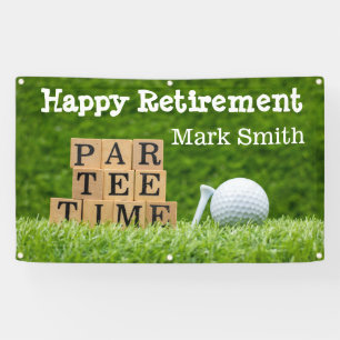 Golfurlaub mit Ball par tee Time on green Banner