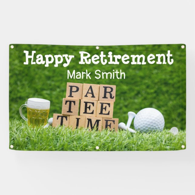 Golfurlaub mit Ball par tee Time on green Banner (Horizontal)