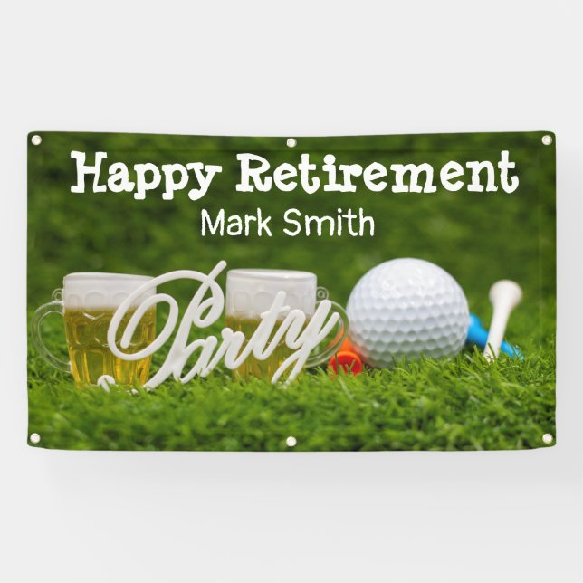 Golfurlaub mit Ball par tee Time on green Banner (Horizontal)