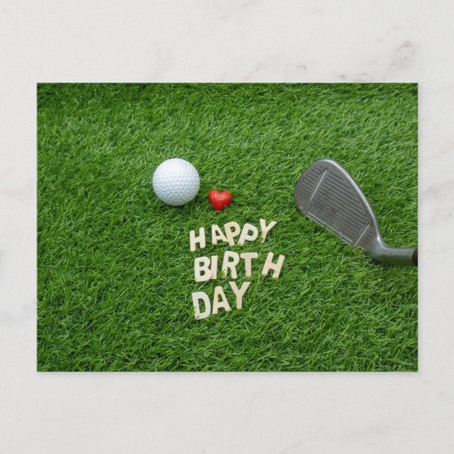 Golfurlaub mit Liebe und Golfball und Sand Wedge Postkarte (Vorderseite)