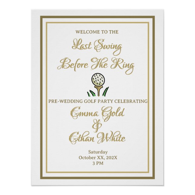 Golfurlaub vor Hochzeiten Party Weekend Aktivität  Poster (Vorderseite)