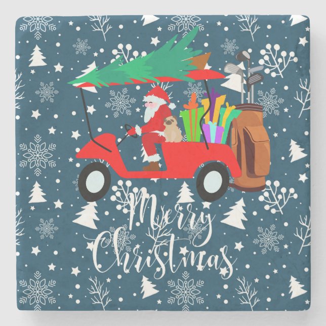 Golfurlaub Weihnachten Reiten Golf Golf Golf Golf  Steinuntersetzer (Vorderseite)