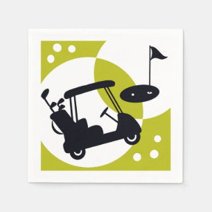 Golfwagen, Clubs & Grüntöne Serviette