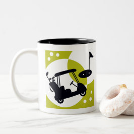 Golfwagen, Clubs & Grüntöne Zweifarbige Tasse