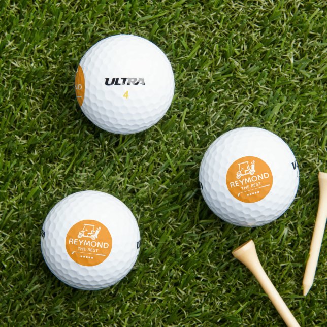 Golfwagen - "DER BESTE" Oranges Markierung  Golfball (Insitu Gras)