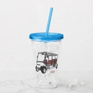 Golfwagen/Golf Buggy Cartoon Abbildung Acryltrinkbecher