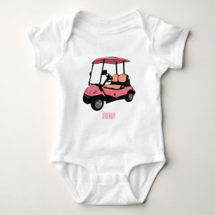 Golfwagen/Golf Buggy Cartoon Abbildung Baby Strampler