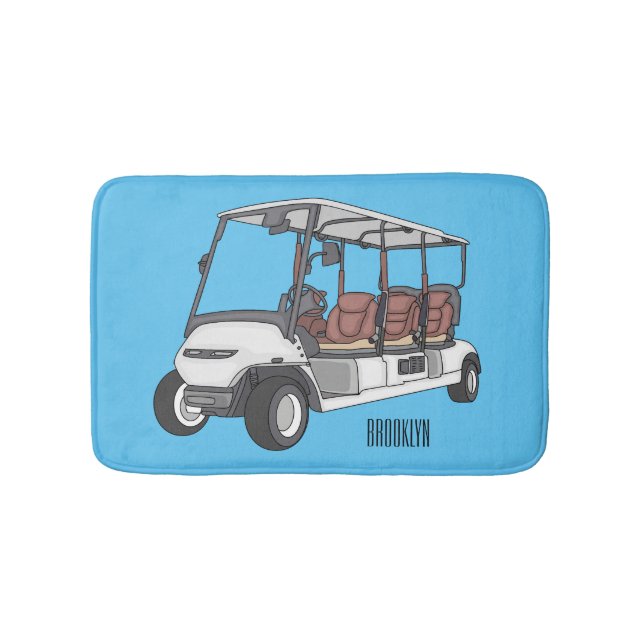 Golfwagen/Golf Buggy Cartoon Abbildung Badematte (Vorderseite)