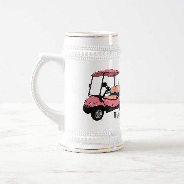 Golfwagen/Golf Buggy Cartoon Abbildung Bierglas (Links)