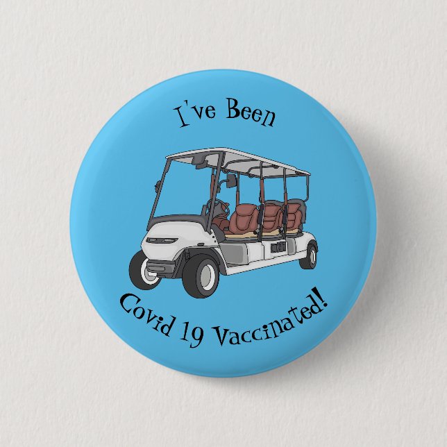 Golfwagen/Golf Buggy Cartoon Abbildung Button (Vorderseite)