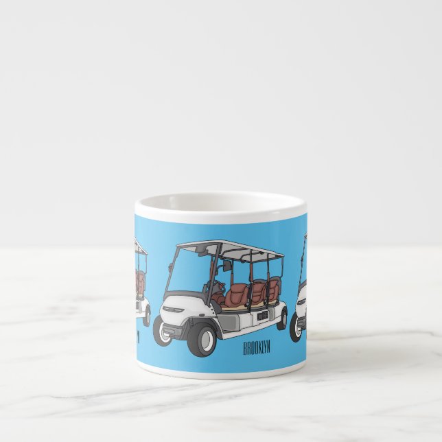 Golfwagen/Golf Buggy Cartoon Abbildung Espressotasse (Vorderseite)