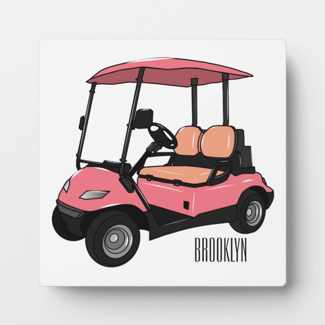 Golfwagen/Golf Buggy Cartoon Abbildung Fotoplatte (Vorderseite)