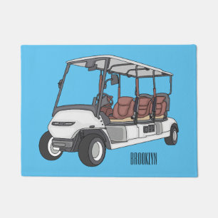Golfwagen/Golf Buggy Cartoon Abbildung Fußmatte