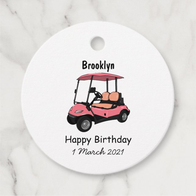 Golfwagen/Golf Buggy Cartoon Abbildung Geschenkanhänger (Vorderseite)