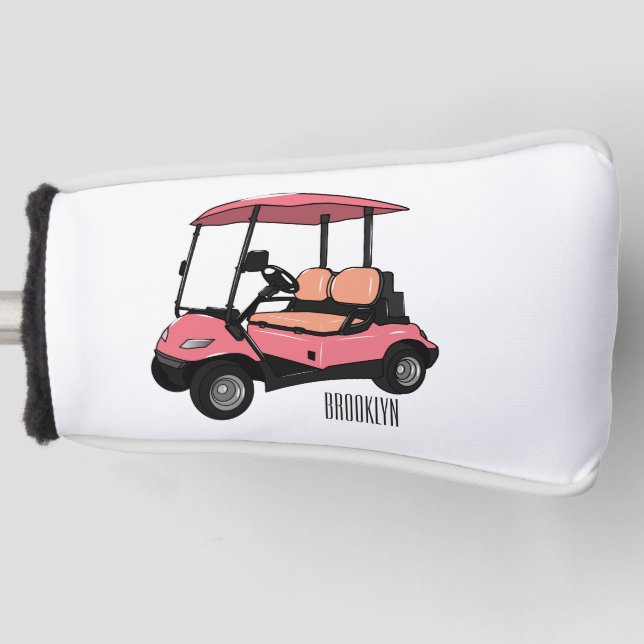 Golfwagen/Golf Buggy Cartoon Abbildung Golf Headcover (Vorderseite)