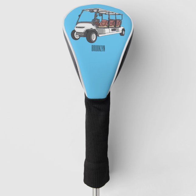 Golfwagen/Golf Buggy Cartoon Abbildung Golf Headcover (Vorderseite)
