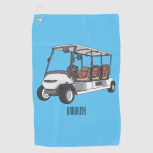Golfwagen/Golf Buggy Cartoon Abbildung Golfhandtuch