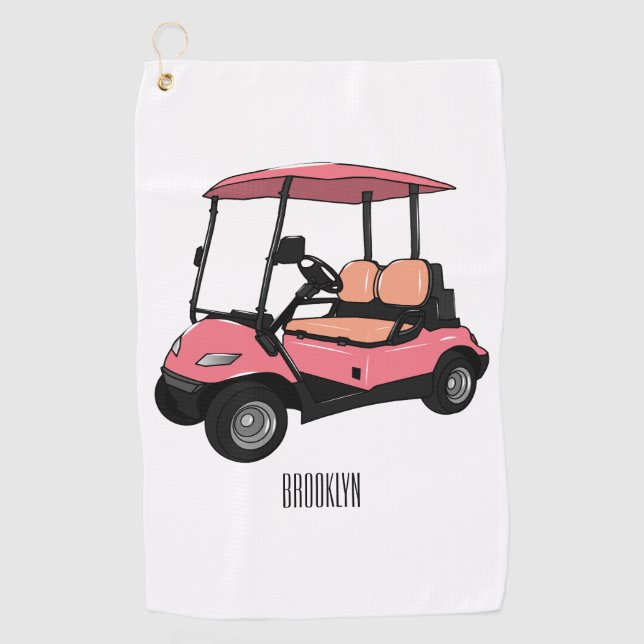 Golfwagen/Golf Buggy Cartoon Abbildung Golfhandtuch (Vorderseite)