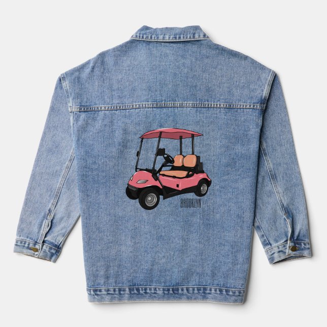 Golfwagen/Golf Buggy Cartoon Abbildung Jeansjacke (Rückseite)